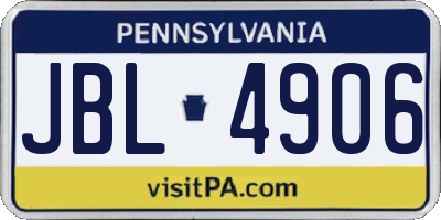 PA license plate JBL4906