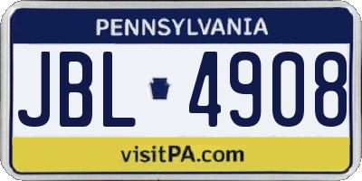 PA license plate JBL4908