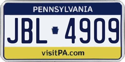 PA license plate JBL4909