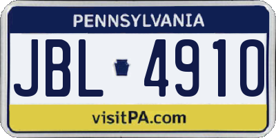 PA license plate JBL4910