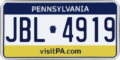 PA license plate JBL4919