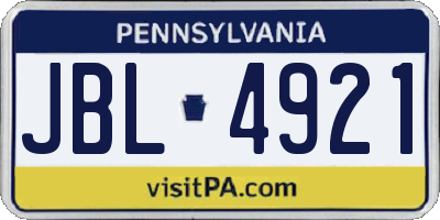 PA license plate JBL4921