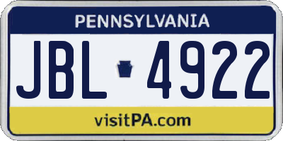 PA license plate JBL4922