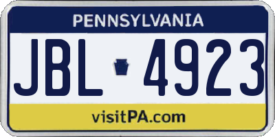 PA license plate JBL4923