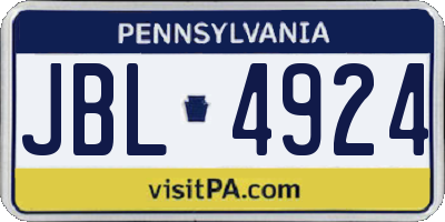 PA license plate JBL4924