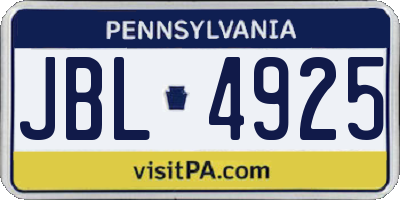 PA license plate JBL4925