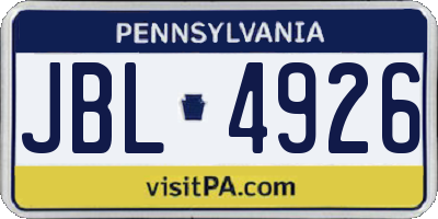 PA license plate JBL4926