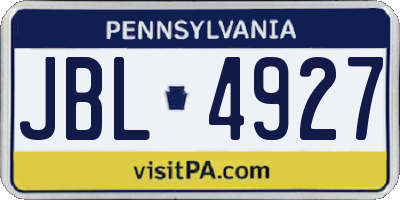 PA license plate JBL4927