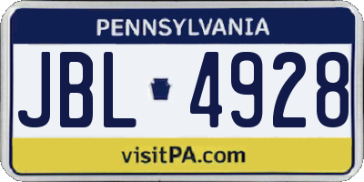 PA license plate JBL4928