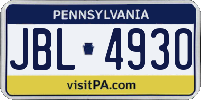 PA license plate JBL4930