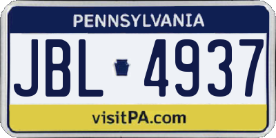 PA license plate JBL4937