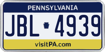 PA license plate JBL4939