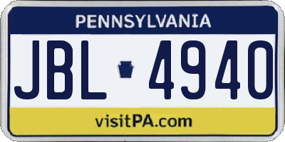 PA license plate JBL4940