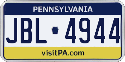 PA license plate JBL4944