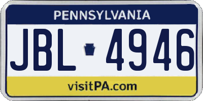 PA license plate JBL4946