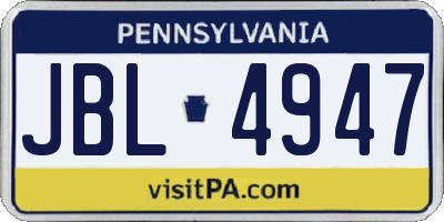 PA license plate JBL4947