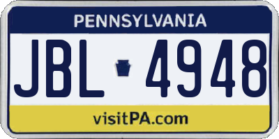 PA license plate JBL4948