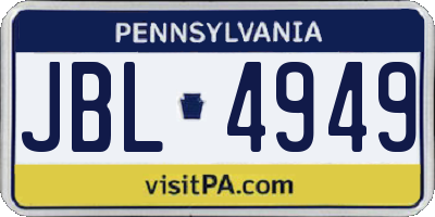 PA license plate JBL4949