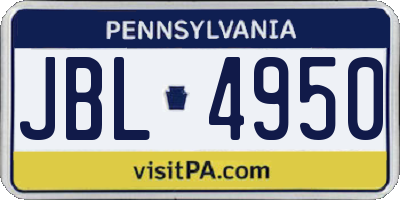 PA license plate JBL4950