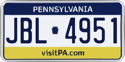 PA license plate JBL4951