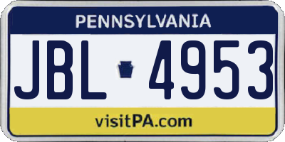 PA license plate JBL4953