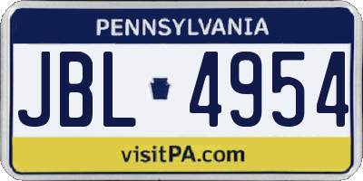 PA license plate JBL4954