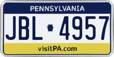 PA license plate JBL4957