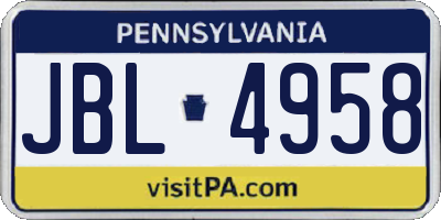 PA license plate JBL4958