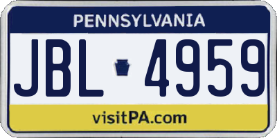 PA license plate JBL4959