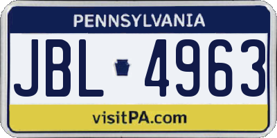 PA license plate JBL4963