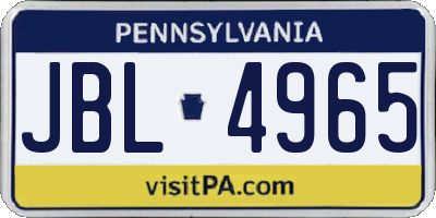 PA license plate JBL4965