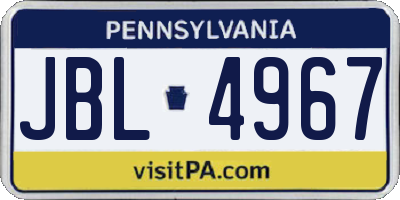 PA license plate JBL4967