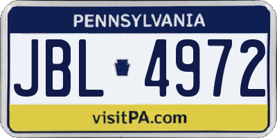 PA license plate JBL4972