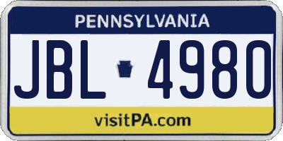 PA license plate JBL4980