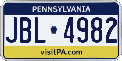 PA license plate JBL4982