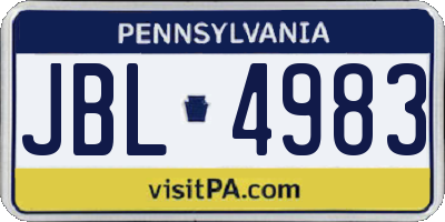 PA license plate JBL4983