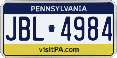 PA license plate JBL4984