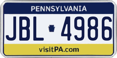 PA license plate JBL4986