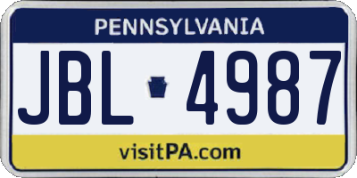 PA license plate JBL4987