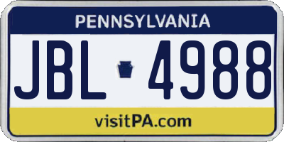 PA license plate JBL4988