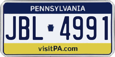 PA license plate JBL4991