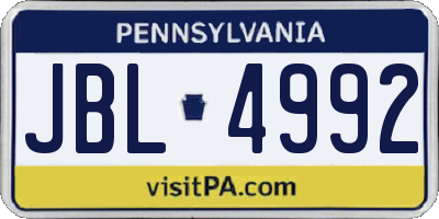 PA license plate JBL4992