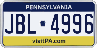 PA license plate JBL4996