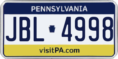 PA license plate JBL4998
