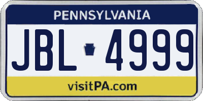 PA license plate JBL4999