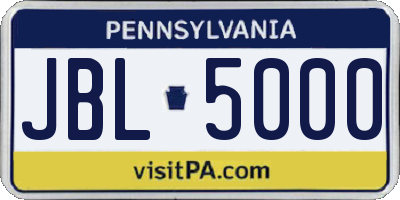 PA license plate JBL5000