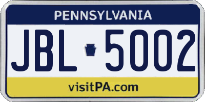 PA license plate JBL5002