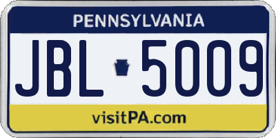 PA license plate JBL5009