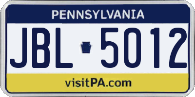 PA license plate JBL5012