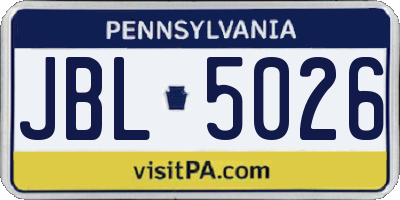 PA license plate JBL5026